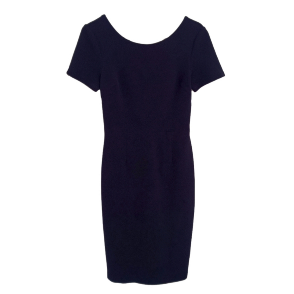 Boden Audrey Navy Ponte Knit Pencil Dress Back Zipper Stretch Ribbed Knee Length